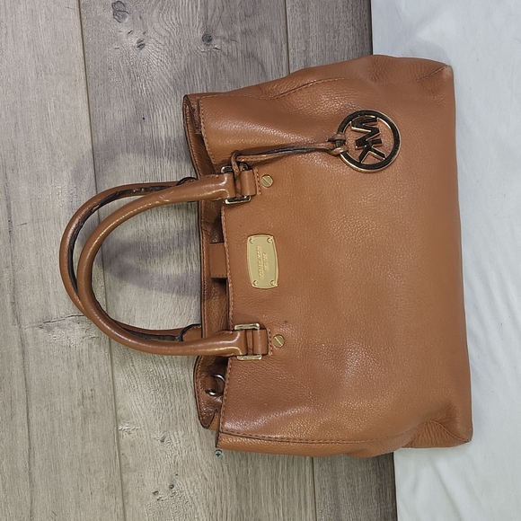 Michael Kors Handbags - Michael Kors Brown Pebble Leather Satchel Shoulder Bag